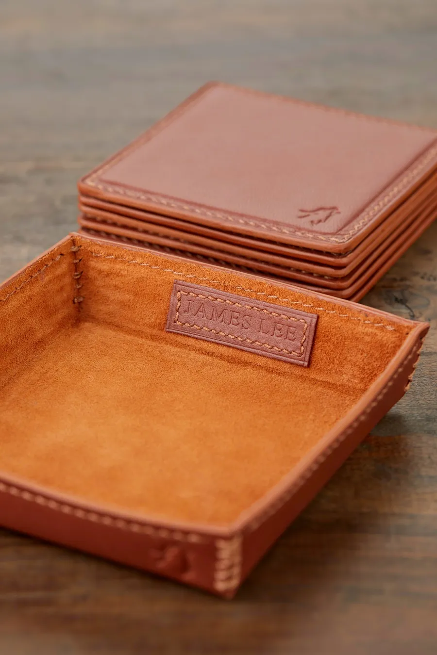 Monte Deri Tepsi ve 6 Adet Bardak Altlığı