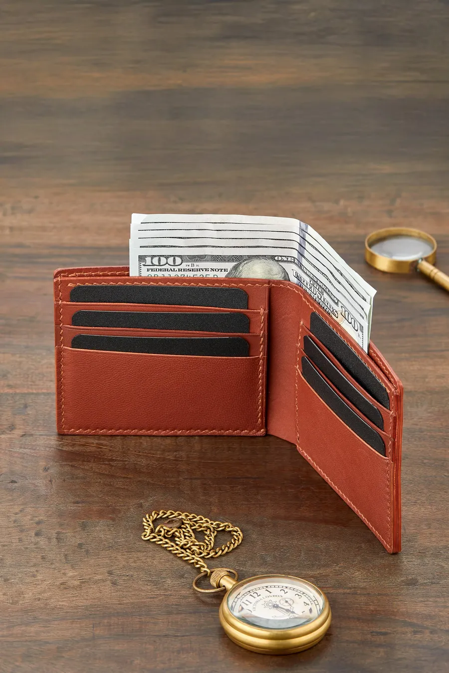 Monte Klasik Yatay Bi-Fold Deri Cüzdan